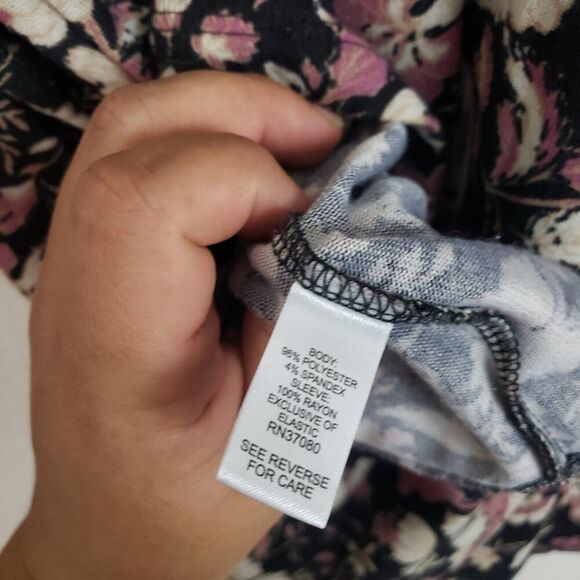 Cato Women's Top Paisley Floral 2X Pink Black Boho Flowy Knit Smocked Romantic - Picture 10 of 10